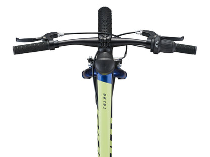 Close-up of a bicycle handlebar with a white background