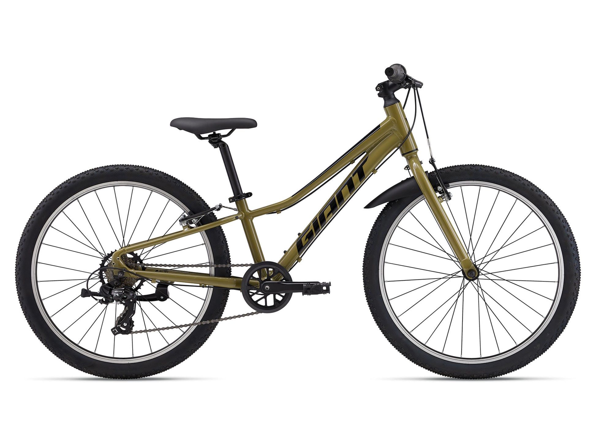 Green bicycle on a white background