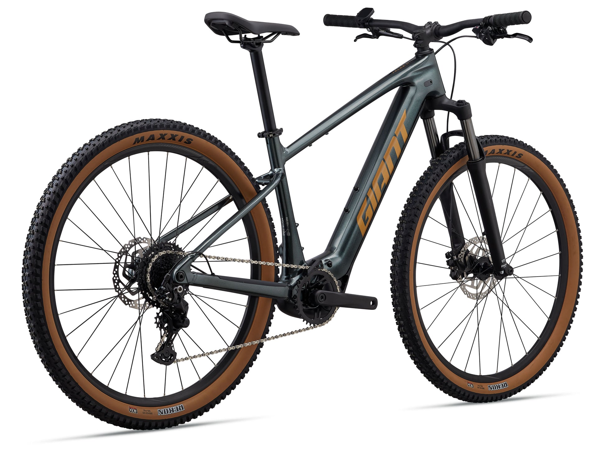 Mountain bike with brown tires on a white background