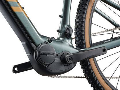 Close-up of a bicycle with an electric bike motor on a white background