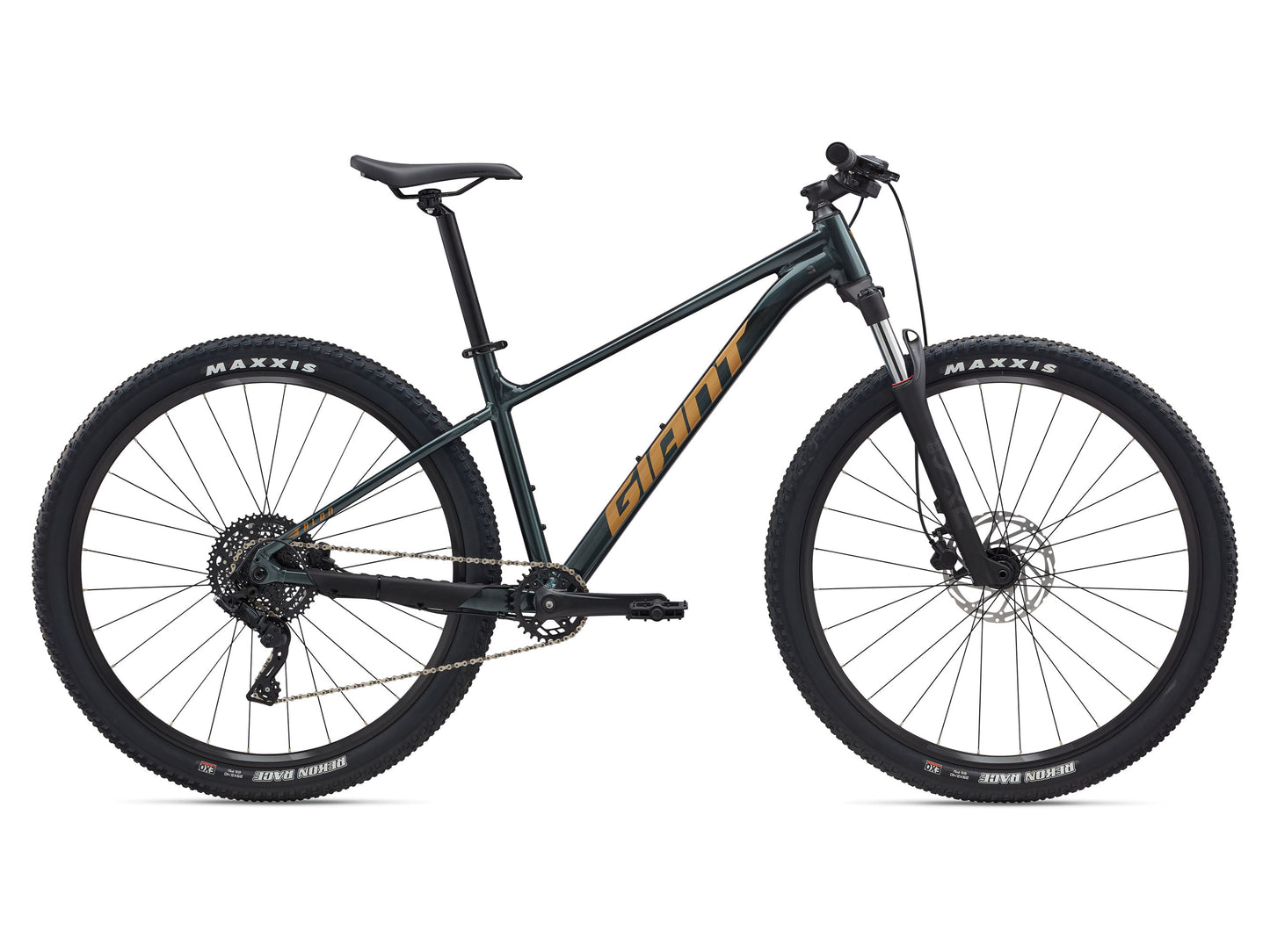 Black bicycle with 'Giant' branding on a white background