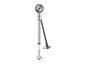 Metallic tool with a gauge on a white background