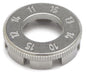 Metallic lock mechanism with numbers on a white background
