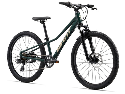 Green bicycle on a white background