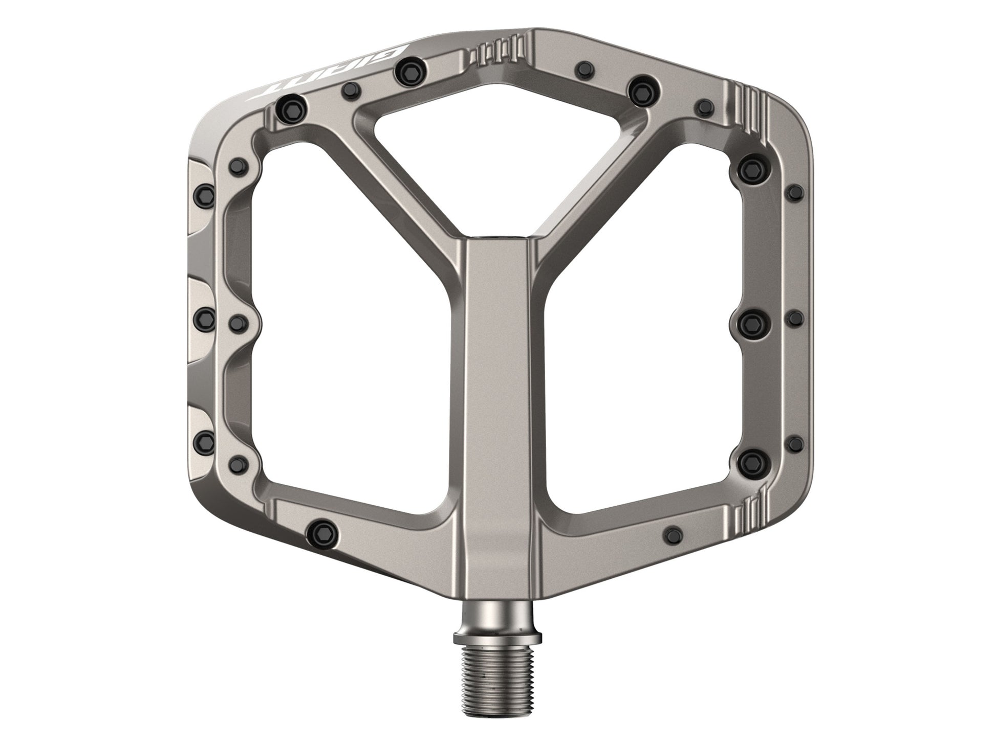 Metallic bicycle pedal on a white background