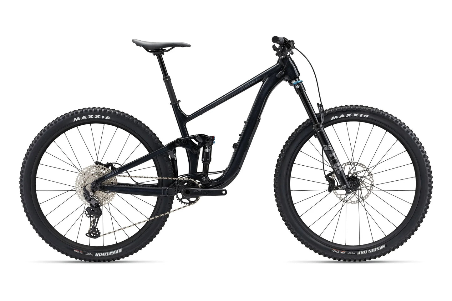 Black mountain bike on a white background