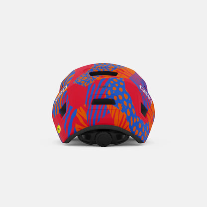 Colorful helmet with abstract design on a light gray background