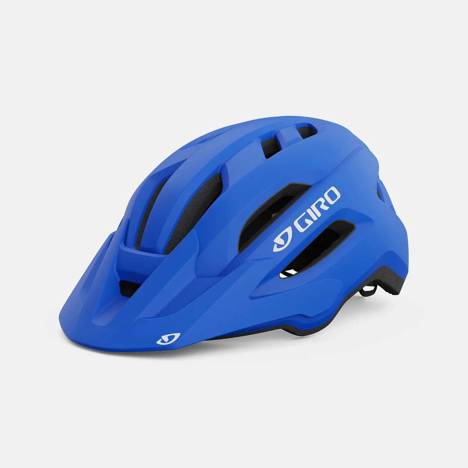 Blue Giro helmet on a light gray background