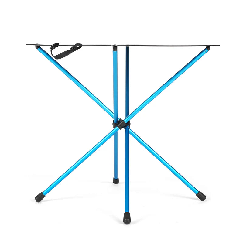 Blue metal stand on a white background