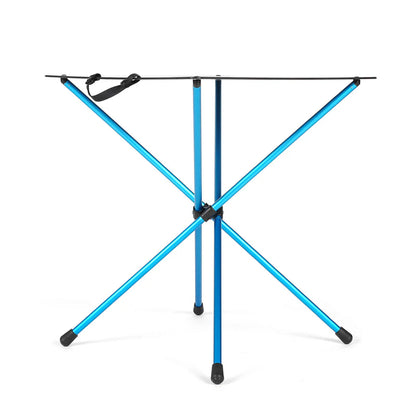 Blue metal stand on a white background