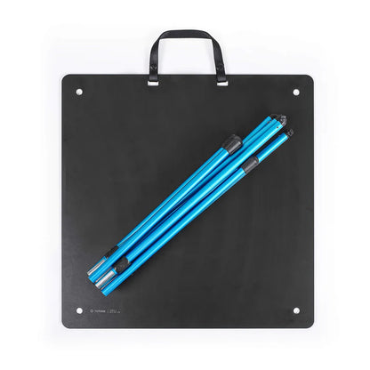 Black carrying board with blue metal poles on a white background