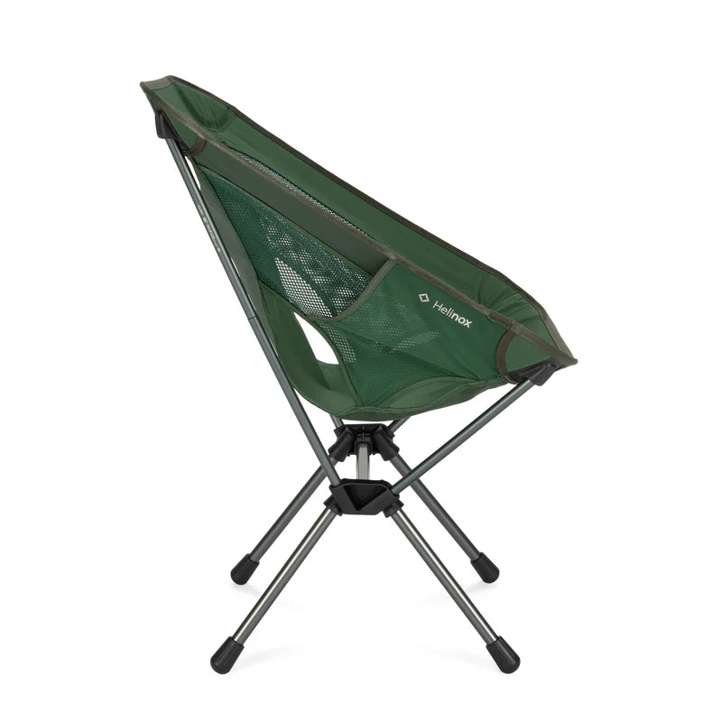 Green camping chair with a brand logo on a white background