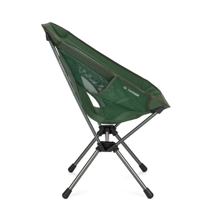 Green camping chair with a brand logo on a white background