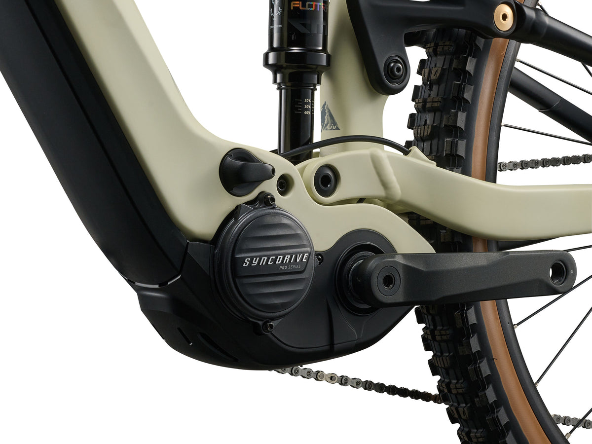 Close-up of a bicycle with SyncDrive motor on a white background