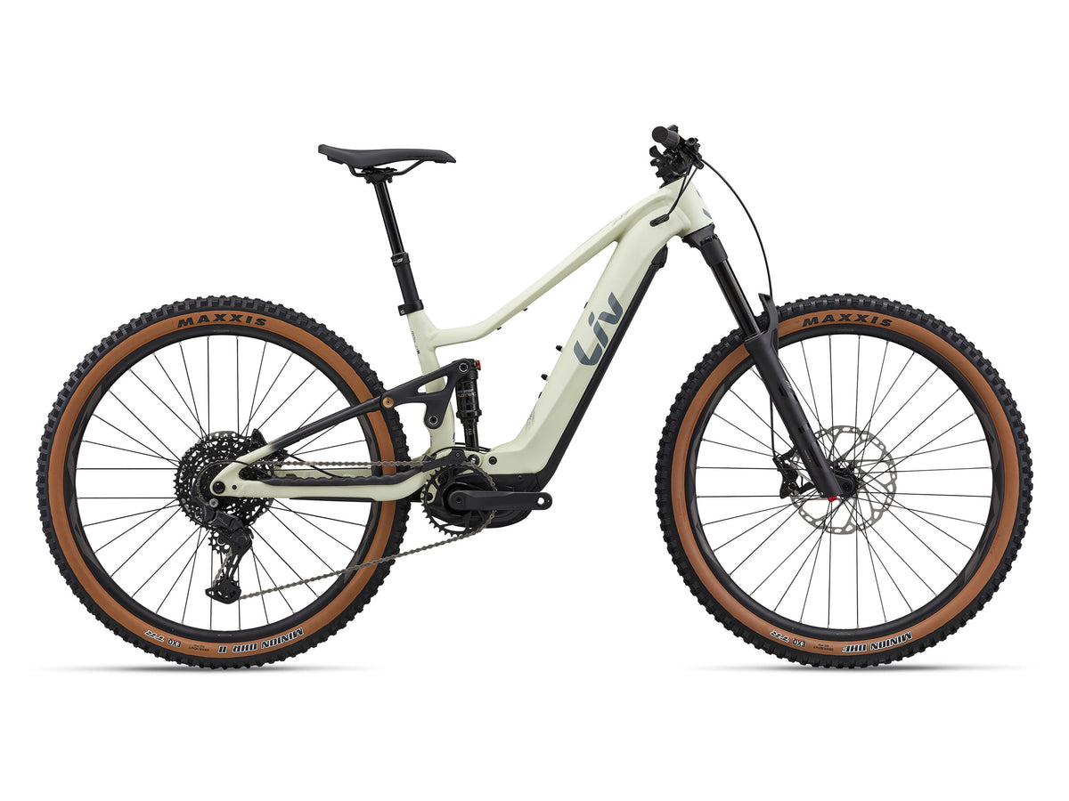 White electric bike with brown tires on a white background