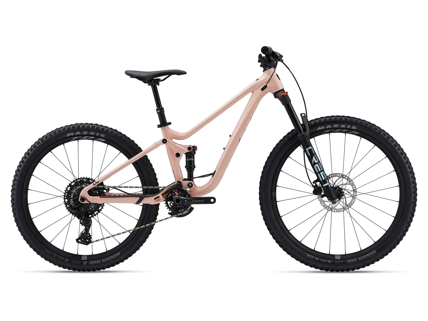 Pink mountain bike on a white background