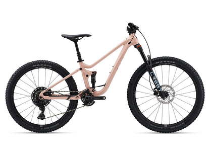 Pink mountain bike on a white background