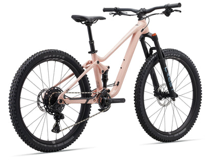 Pink mountain bike on a white background