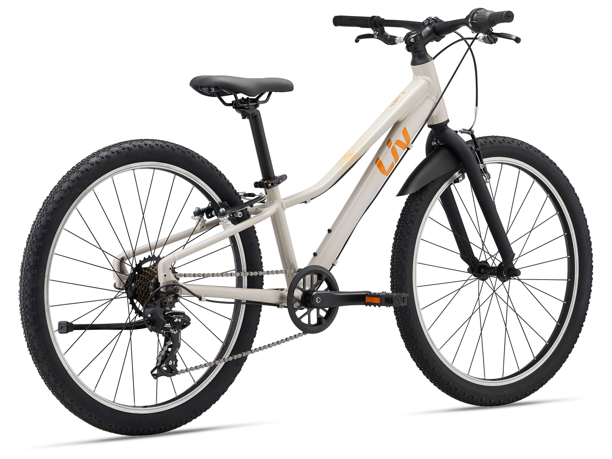 White children's bicycle with black tires on a white background