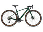 Green bicycle with brown tires on a white background