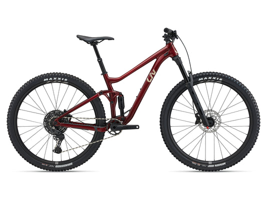 Red mountain bike on a white background