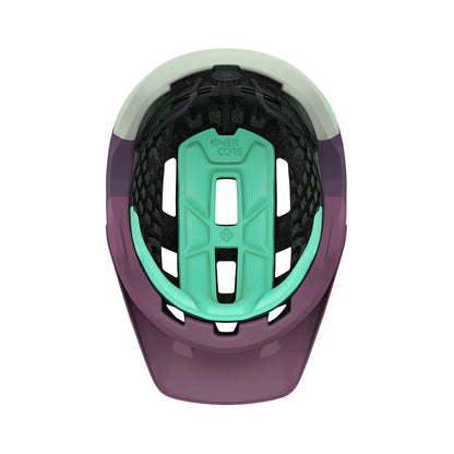 Purple and green helmet on a white background