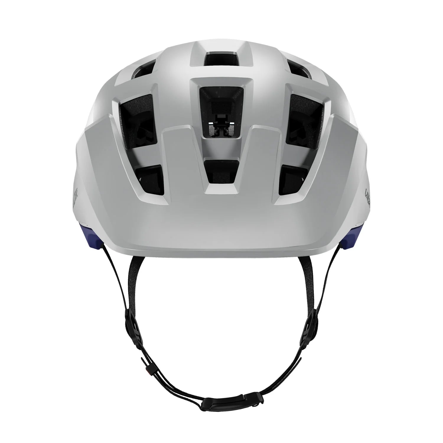 White helmet with black straps on a white background