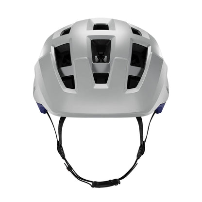 White helmet with black straps on a white background