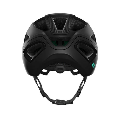 Black helmet with a brand logo on a white background