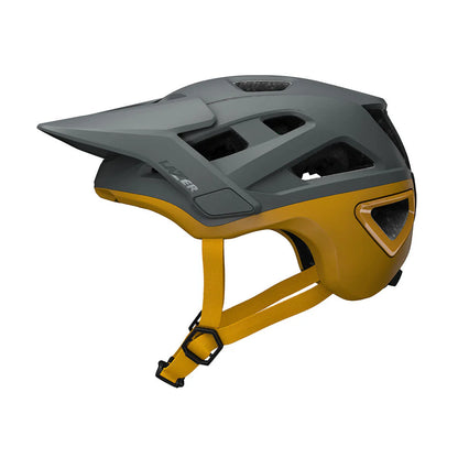 Gray and yellow helmet on a white background