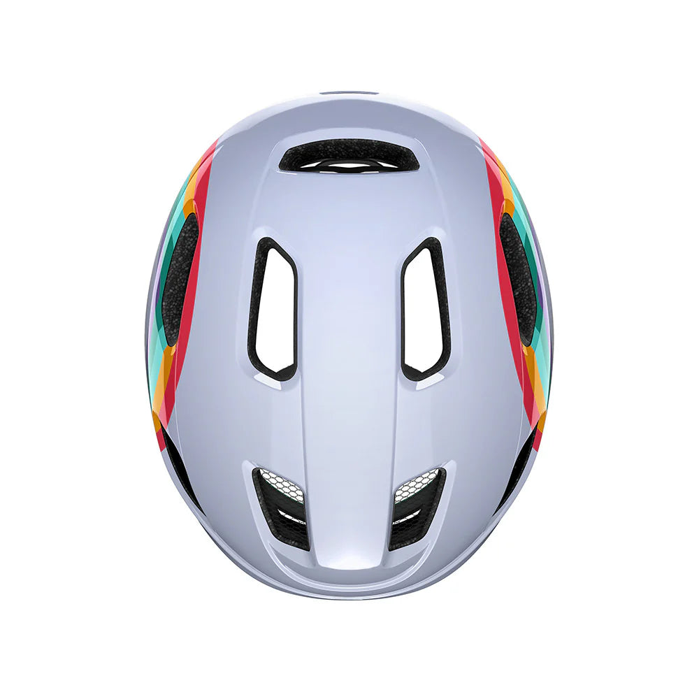 Helmet with a colorful design on a white background