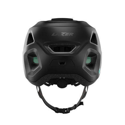 Black Lazer bicycle helmet on a white background