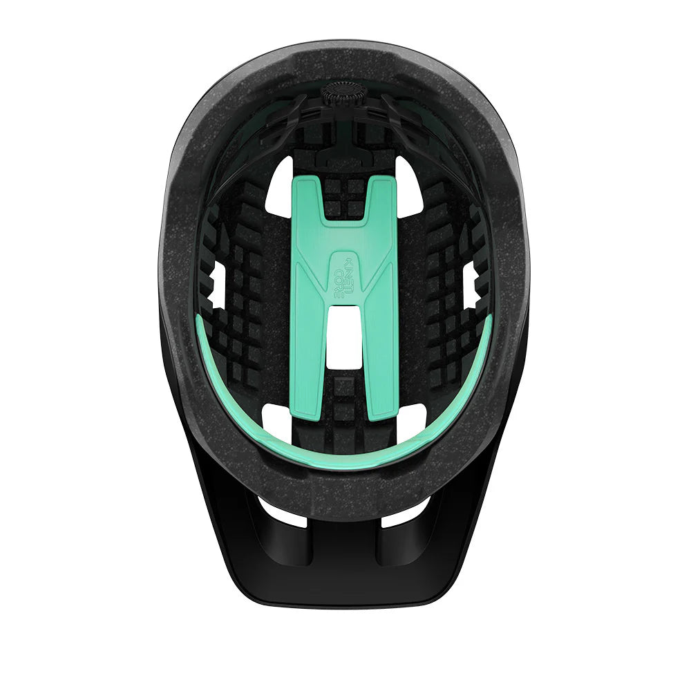 Black and teal bike seat on a white background