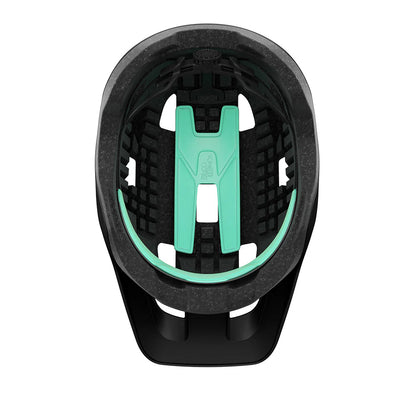 Black and teal bike seat on a white background