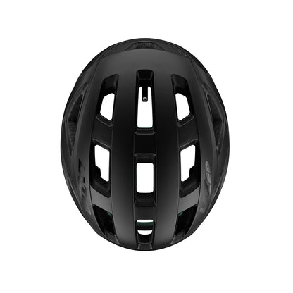 Black helmet with ventilation holes on a white background