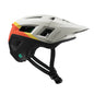White helmet with colorful side panels on a white background