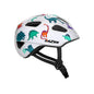 Children's helmet with dinosaur pattern on a white background