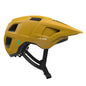 Yellow helmet with black straps on a white background