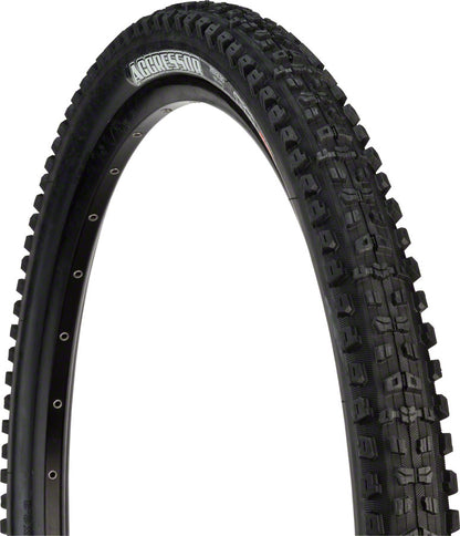 Bicycle tire with Aggressive tread pattern on a white background