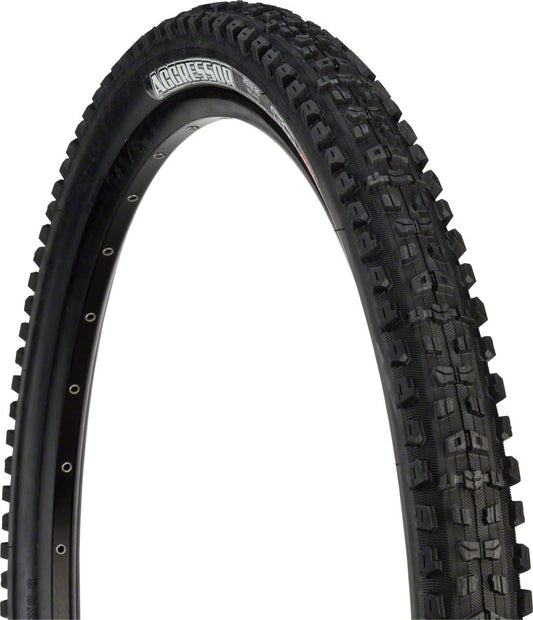 Bicycle tire with Aggressive tread pattern on a white background