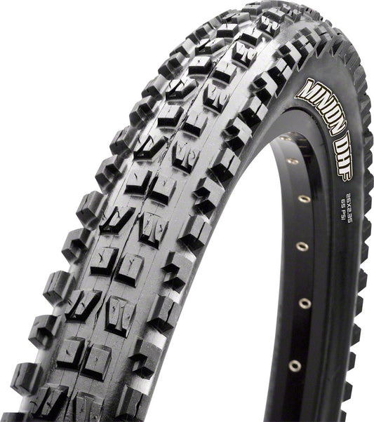Close-up of a bicycle tire with tread pattern on a white background