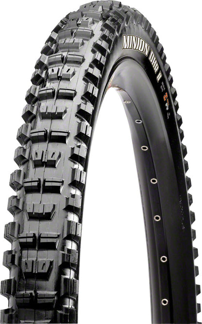 Minion DHF bike tire with tread pattern on a white background