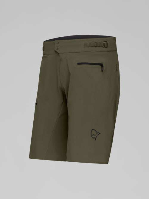 Green shorts with a logo on a gray background