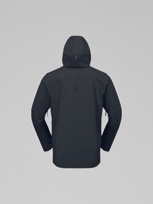 Black jacket with a hood on a gray background