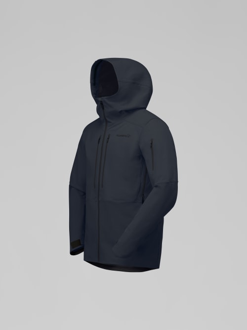 Dark gray hooded jacket on a light gray background