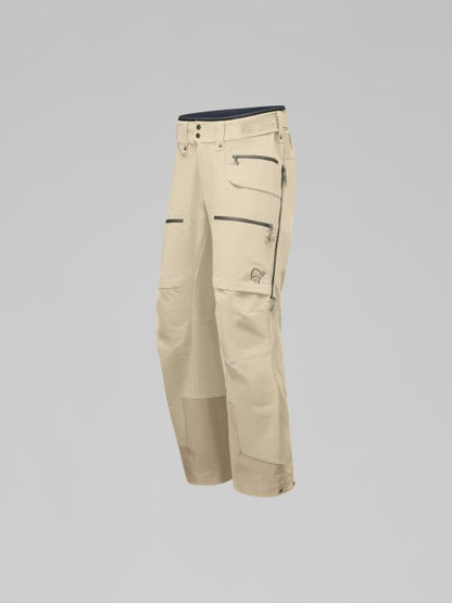 Beige pants with zippers on a gray background