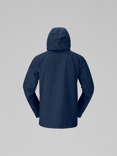 Navy blue raincoat on a gray background