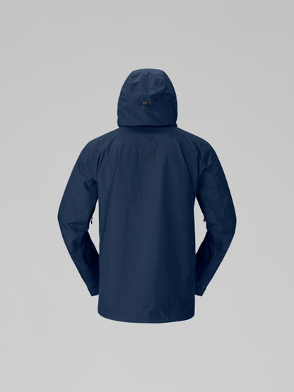 Navy blue raincoat on a gray background