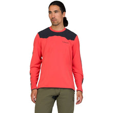 Load image into Gallery viewer, Man wearing a red and black long-sleeve shirt on a white background

