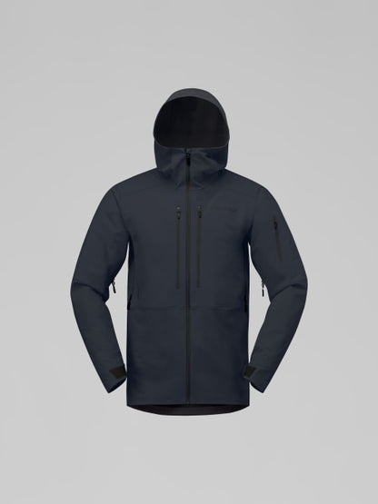 Dark gray jacket with a hood on a light gray background